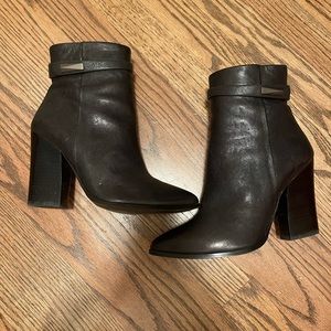 Black leather booties